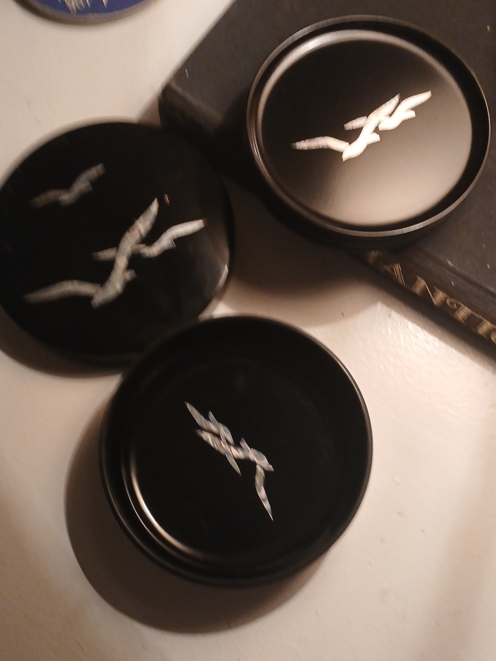 Black Metal Stash Tin with Silver Seagull Logo - Men Accessories